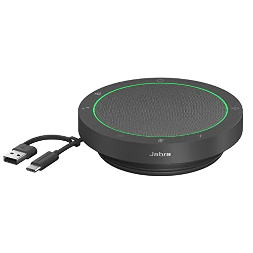 Jabra Speak2 40 tragbare Freisprechlösung, 4 Mikrofone mit Geräuschunterdrückung, 50 mm Breitband-Lautsprecher, Breitband-Audio, mit USB-A und USB-C, für Zoom und Google Meet zertifiziert, Dunkelgrau