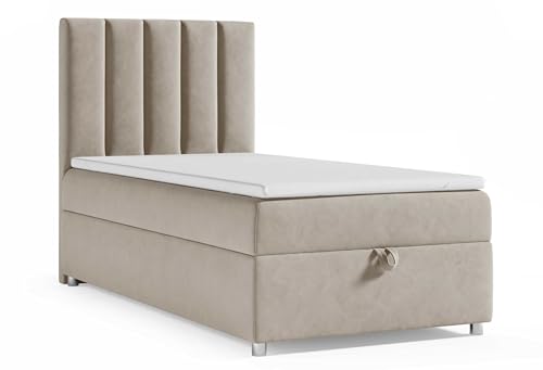 Best For Home Trinity K10 Einzelbett | Boxspringbett 90x200 Mit Bonell Federkernmatratze | Matratzentopper | Bett Mit Matratze und Stauraum
