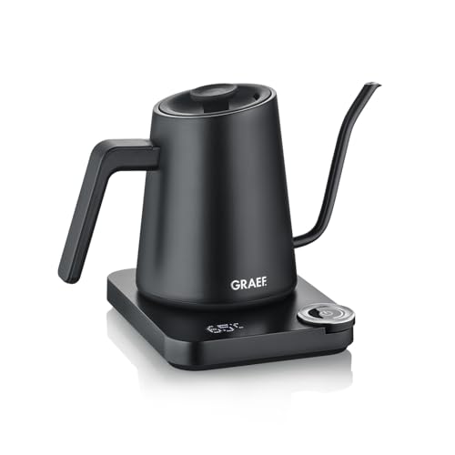 GRAEF. Pour-Over Wasserkocher GK502, Temperatureinstellung & Timer, Schwanenhals-Ausguss, 900 ml, matt-schwarz