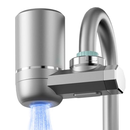 Wasserhahn Wasserfilter, Schwermetalle und Gerüche Filtern, Ausgestattet mit UV-Sterilisationsfunktion, Wasserfilter Trinkwasser mit Lila Licht für Küche(Inkl. Filter*1)