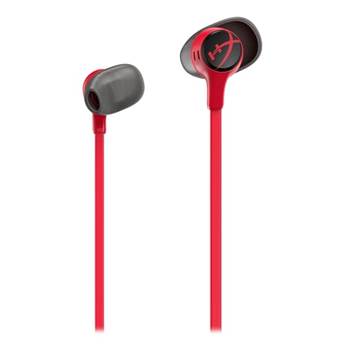 HyperX Cloud Earbuds II, Kabelgebundene Gaming-Ohrhörer, 14-mm-Treiber, Integriertes Mikrofon, 4 Ohrstöpsel-Größen, 3,5-mm-Anschluss, inkl. Hartschalenetui, für PC, Konsole, Mobilgeräten, Rot