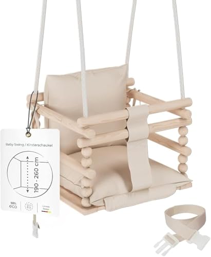 MAMOI® Babyschaukel, Schaukel Indoor, Holzschaukel für Baby und Kinder, Kinderschaukel, Schaukeln aus Holz, Kleinkinderschaukel für kinderzimmer und türrahmen, 3 in 1