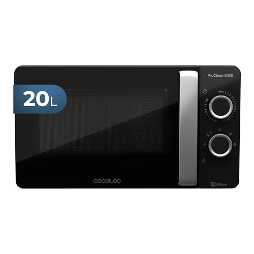 Cecotec Microondas ProClean 3050, 20 Liter- Kapazität, Ready2Clean-Beschichtung, 700 Watt-Leistung, 6 Funktionsstufen, 30 Minuten-Timer, Auftaumodus, Farbe: Schwarz-Silber