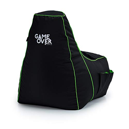 Game Over Video Spiele sitzsack - sitzsack Erwachsene, Indoor Outdoor Bean Bag, sitzsack Sessel für Gaming Room, Headset Halter & Seitentaschen für Controller,Gaming Sessel (Magischer Smaragd)