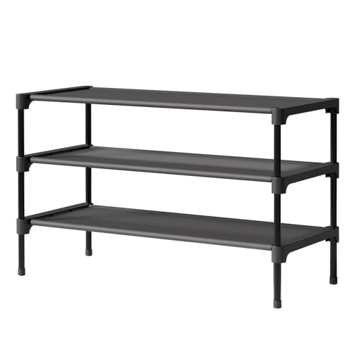Kitsure Schuhregal für den Eingangsbereich - Stabiler & langlebiger Schuhschrank für den Schrank, platzsparendes schuhablage, 63 x 30 x 36 cm, Black