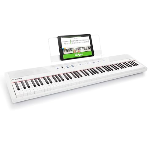 Alesis Recital - E Piano 88 Tasten für Einsteiger mit Halbgewichteten Volle Größe Klavier, Lautsprechern, fünf Premium-Stimmen, Kopfhörerausgang, Klavier Lektionen-Abo, Weiß