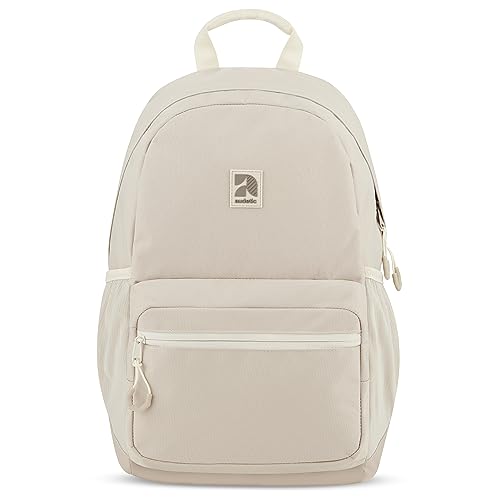 AUDETIC Schulrucksack Mädchen und Jungen Teenager Beige - Flex - Rucksack Damen & Herren mit 16 Zoll Laptop Fach für Schule & Freizeit - Wasserabweisend