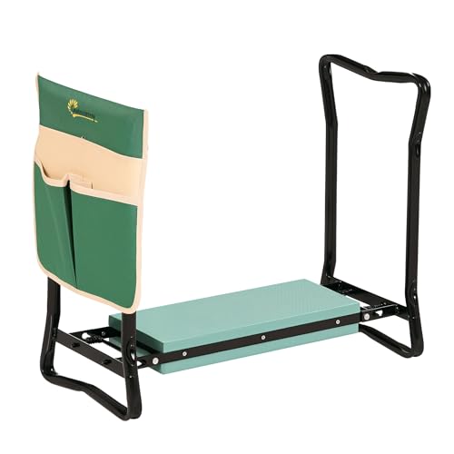 Outsunny Kniebank, Klappbarer Gartenhocker, 2-in-1, Kniehilfe, mit Werkzeugtasche, Eva-Schaumstoff, 58 x 28 x 49 cm