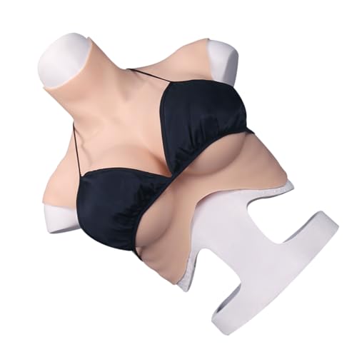 MOTLEYBEAN 7. Generation Fake Boobs Ölfrei Silikonbrust C D ECup Silikon Falsche Brustbrustplatte für Crossdresser Transgender Cosplay (L-Nackt, E-Körbchen-Silikon füllung)