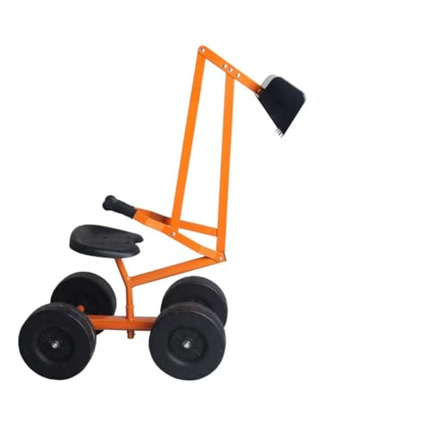 FANTASK 360° Sitzbagger mit Schaufel & Rädern bis 50KG, Kinder Bagger zum Draufsitzen Metall, Bagger Sandkasten, Aufsitzbagger Sandbagger (Orange)