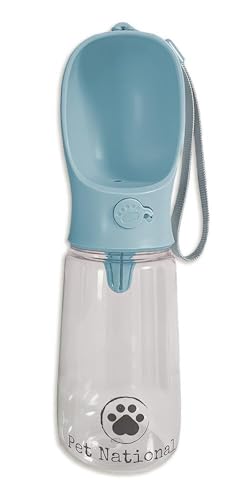 Pet National Trinkflasche Hund Für Unterwegs Auslaufsicher Wasserflasche groß Trinkflasche für alle Hunde und Katzen Wasserspender 550ml (Blau)