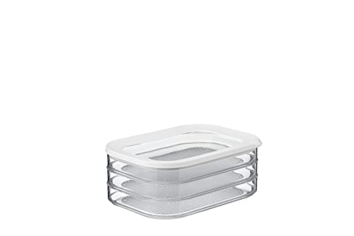 Mepal – Aufschnittdose Modula 3-lagig Weiß – 1650 ml Aufschnittbox für den Kühlschrank – zur Aufbewahrung von Wurst und Fleischwaren – 3 Separate Aufbewahrungsbehälter – Dosenhalter Kühlschrank