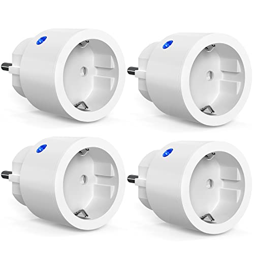 SURNICE Wlan Steckdose, Smart Home Wifi Steckdose 4 Packs, mit Sprachsteuerung und Zeitschaltuhr, 2300W Alexa Zubehör Mini Plug, Google Home, NUR auf 2.4 GHz