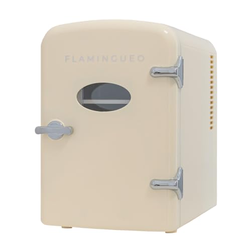 Flamingueo Mini Kühlschrank 4L - Kühlschrank Klein, 12V/220V, Funktion Kühlen und Heizen, Kleiner Kühlschrank Für Zimmer, Tischkühlschrank, Minibar