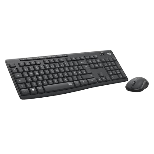 Logitech MK295 kabelloses Tastatur-Maus-Set mit SilentTouch-Technologie, Shortcut-Tasten, optischer Spurführung, Nano USB-Empfänger, verzögerungsfreier Drahtlosverbindung, QWERTZ layout - Graphit, PC