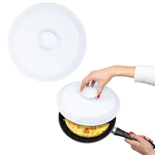 Drehteller für Omeletts, 29 cm, Drehdeckel, robuster Kunststoff, Tortilla-Umkehrer, ideal für Kartoffel-Omeletts, Pfannendeckel, Topf, BPA-frei, Küchenzubehör, geeignet für alle Pfannen