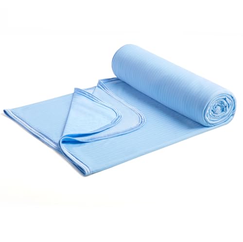 Marchpower Sommerdecke Mikrofaser Arc-Chill, Selbstkühlende Kühldecke mit Japanische Q-Max＞0.5, Kühl und Gemütlich, 2 in 1 Doppelseitig weiche Kuscheldecke Sofadecke Reisedecke(150 * 200cm Blau)