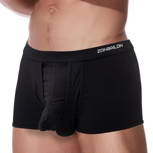 ZAIGELUO Boxershorts Herren Elefanten Unterwäsche Modal Underhose mit Eingriff Dual Pouch Underwear Trunk M Schwarz