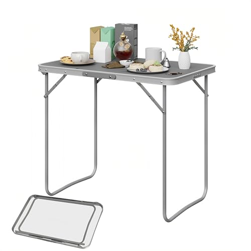 eSituro Campingtisch Klapptisch auf Balkon, Beistelltisch klappbarer Balkontisch, Faltbarer Tisch, Gartentisch mit Griff, aus MDF Metall 80x50x70 cm Grau