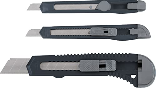 KWB 3x Cuttermesser-Set 9 + 18 mm ( Feststellfunktion, für Abbrechklingen), Mehrzweckmesser
