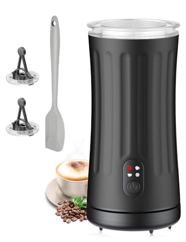 Ovetedot Milchaufschäumer für Heißen und Kalten Milchschaum, Automatische Abschaltung Kaffee Aufschäumer((Nachtschwarz)