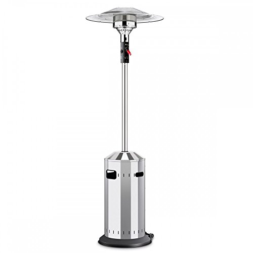 Enders Terrassenheizer Gas Elegance, Gas-Heizstrahler 9376, Heizpilz mit stufenloser Regulierung, Eco Plus Brenner, Transporträder, Umkippsicherung, Silber/Schwarz