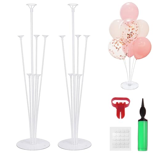 Tabelle Ballonständer Kit (2Table Ballonhalter, 1Ballon Pumpe, 1Ballon Knotter), Ballon Sticks Luftballons Ständer Transparente Ballon Stand Dekoration für Party, Hochzeit, Geburtstag, Weihnachten