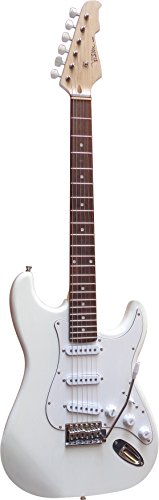 ELEKTROGITARRE WEIß - E-GITARRE MIT MASSIVHOLZKÖRPER - VISION SOUND - WEIßER PICKUP + KABEL - ST5W