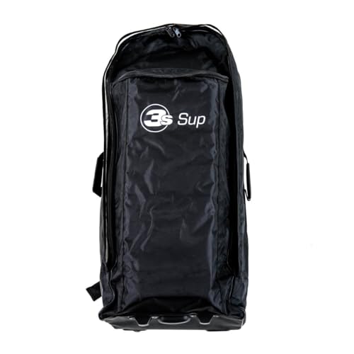 3s-sup No Stress Bag iSUP Board Tasche bis 11'6 mit Trollyfunktion I Inkl. gepolsterten Schultergurten und Bauchgurt I UV-Schutz Innenauskleidung I Schwarz, Größe 94x42x35 cm