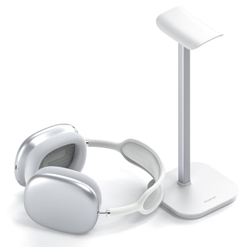 doenci Headset Halterung, Kopfhörer Ständer für Alle Over Ear Bluetooth Kopfhörer, Universal Kopfhörer Halter mit Gewichtete Basis + Aluminiumrohr, Gaming Headset Halter Schreibtisch Zubehör (Weiß)