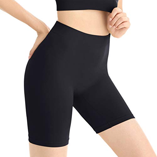 Amazingjoys Damen Unterhosen Shorts Panty Boyshort Unterwäsche Short Miederpants Miederhose Elastisch, Schwarz, (Für Taille 71-75 cm) L