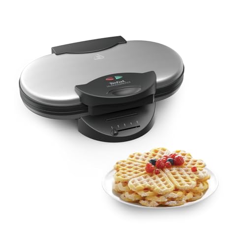 Tefal Doppel-Herzwaffeleisen WM311D, Stufenloser Temperaturregler für Bräunung nach Wunsch, Antihaftbeschichtete Platten, Teigauffang-Vorrichtung, 1200W,‎ 37 x 11.4 x 28.5 cm
