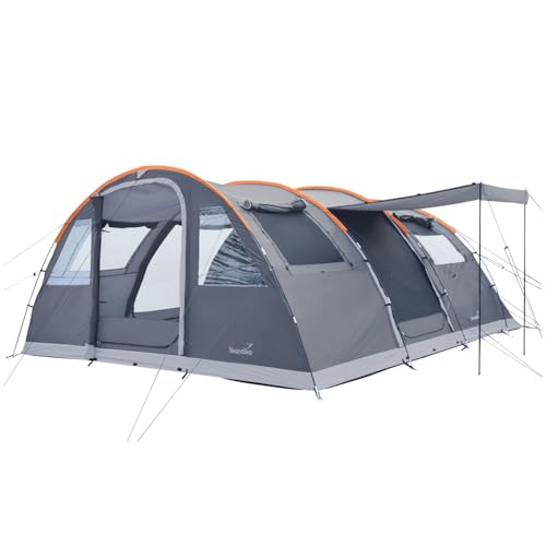 Skandika Tunnelzelt Gotland 6 Sleeper Protect | Camping Zelt für 6 Personen, eingenähter Zeltboden, mit dunkler Schlafkabine schwarz beschichtet, Wassersäule 5000mm | Zelte, Familienzelt, Campingzelt
