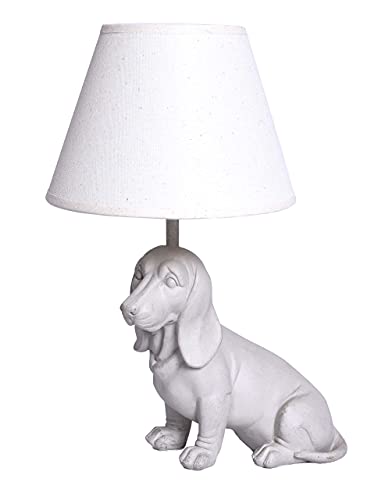 Figürliche Tischlampe (ohne Leuchtmittel) Dackel Lampe im Landhausstil Tischleuchte weiss Polystein cw145 Palazzo Exclusiv