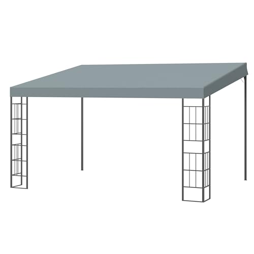 Outsunny Pergola Gartenpavillon 4 x 3 m Überdachung Pavillon Zelt Metall Polyester Grau