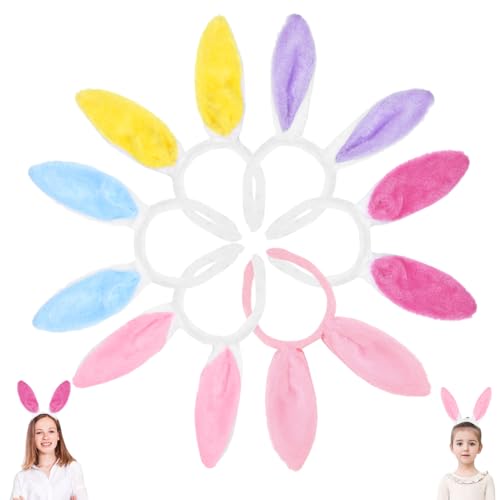 Amycute Hasenohren Haarreif, 6-Teiliges Osterhasen Ohren, Bunny Ears Ostern Haarreif Bunny Kostüm, Cosplay Hasen Kostüm für Karneval Kostüm Zubehör (A)