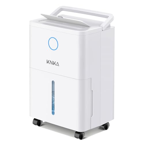 KNKA Luftentfeuchter, 9L/T, Luftentfeuchter Elektrisch, Leiser Raumentfeuchter mit Ablaufschlauch, 45m²(120m³), 24H-Timer, Feuchtigkeitsregelung, Abnehmbare Räder,für Wohnungen,Schlafzimmer und Keller
