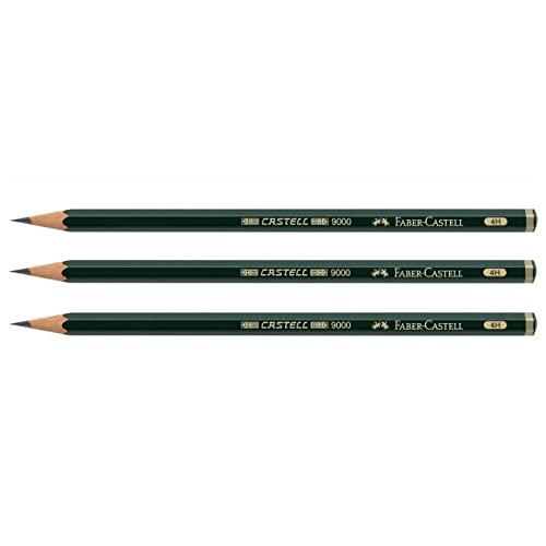 Faber-Castell 3 Stück Bleistifte 9000 sechseckig Mine 2 mm 4H