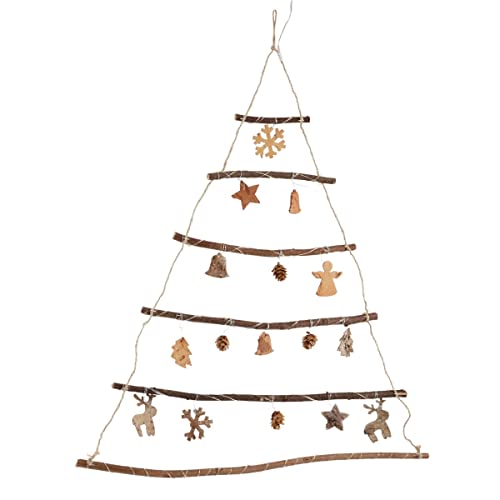 Weihnachtsdeko - LED Deko-Tannenbaum - Wanddeko - Holz - Natur