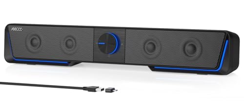 Jeecoo A40 PC Lautsprecher,Lautsprecher für Pc Tragbarer Computer Lautsprecher Schwarz 2.0 Pc Soundbar USB Betrieb und Bluetooth Modus für Smartphone und Mobile Geräte,PC