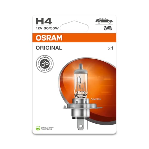 Osram ORIGINAL H4, Halogen-Scheinwerferlampe, 64193-1BL, 12V PKW, Einzelblister (1 Stück), white