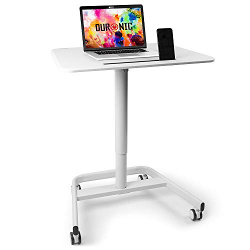 Duronic WPS77 Arbeitstisch | Laptoptisch 71 x 50 cm bis 15 kg | Computertisch mit Rollen und Tablet Halterung | Höhenverstellbarer Projektortisch für Beamer | Sitz-Stehtisch Schreibtisch Rolltisch