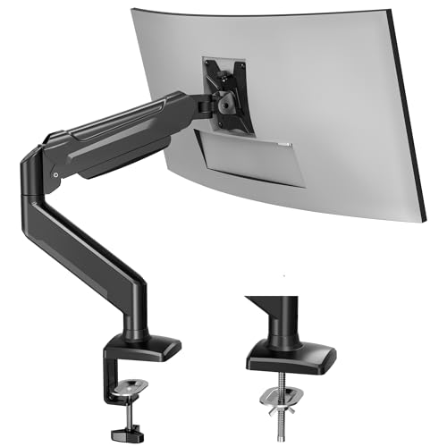 BONTEC Monitor Halterung für 13-34 Zoll Bildschirm Hält 3-9 kg, Gasdruckfeder Arm, Neigbar, Schwenkbar, Drehbar, Ergonomischer Bildschirmhalterung 1 Monitor mit Kabelführung, VESA 75/100mm