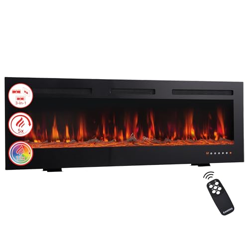 KAMINIO Elektrokamin Marlon - Elektrischer 3-in-1 Kamin mit Heizung, 3D-Flammeneffekt, 12 Flammenfarben, Fernbedienung (36 Zoll)