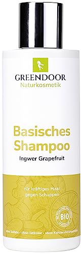 GREENDOOR basisches Natur Shampoo Ingwer Grapefruit vegan 200ml Bio Männer-Shampoo kräftiges Haar natürlich gegen Schuppen, outdoor Haarpflege ohne Silikone Sulfate