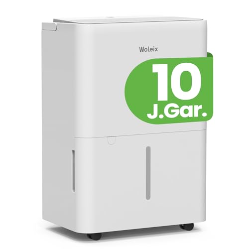 Woleix Luftentfeuchter elektrisch 12L, Entfeuchter elektrisch für Keller, Raumentfeuchter elektrisch 35dB für Räume bis zu 122m³/25m², mit Filter und 1M Ablaufschlauch, Timer, 10 J. Gar.
