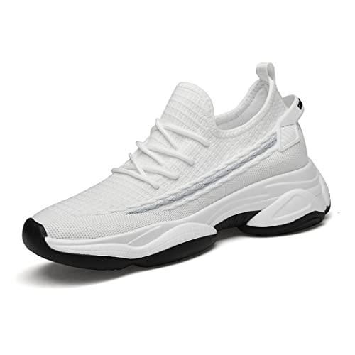 TUMAHE Unsichtbare Höhe der Männer, die Aufzug-Schuhe, Mesh-Schnür-Turnschuhe Ligthweight-Art- und Weisegehende Sport-Trainer erhöht,8cm Grey,36