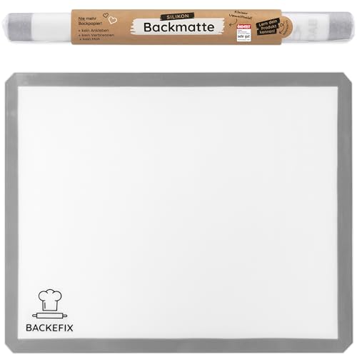 Backefix 50x40 cm Silikonmatte groß als Teigmatte, Ausrollmatte für Teig oder Backunterlage groß XXL BPA frei - einfach, umweltbewusst und gesund backen