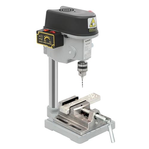 Mini Tischbohrmaschine, 340W Bohrmaschine Säulenbohrmaschine Drei Geschwindigkeiten, Standbohrmaschine mit Bohrfutter 1-10mm, Max. Bohrtiefe 25mm, für Aluminiumplatten Holz