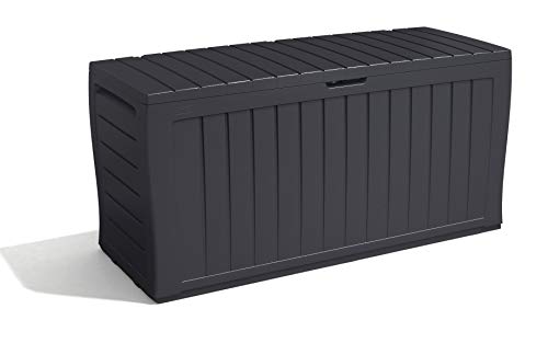 Keter Marvel Plus Aufbewahrungsbox, 270L Fassungsvermögen, wetterfest & langlebig, Sitzgelegenheit für 2 Personen, Grau, ideal für Garten, Terrasse & Balkon